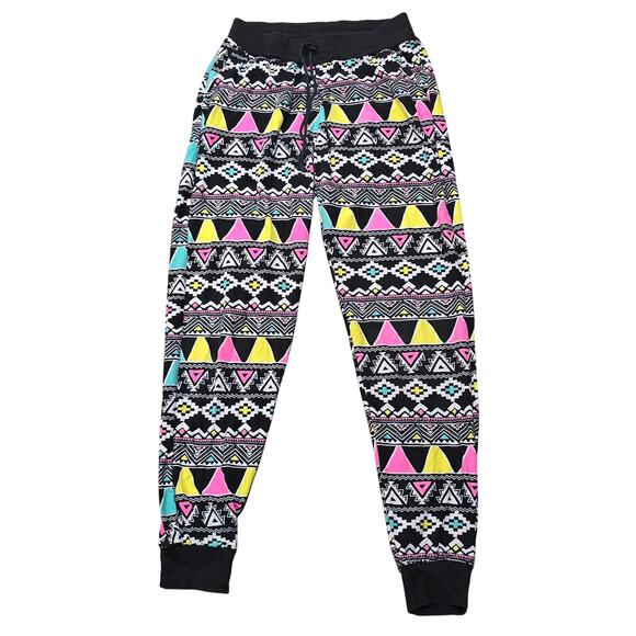 Rue 21 Retro Multicolor Geometric Pattern Elastic Waist Jogger Pants w. Pockets - Picture 1 of 7